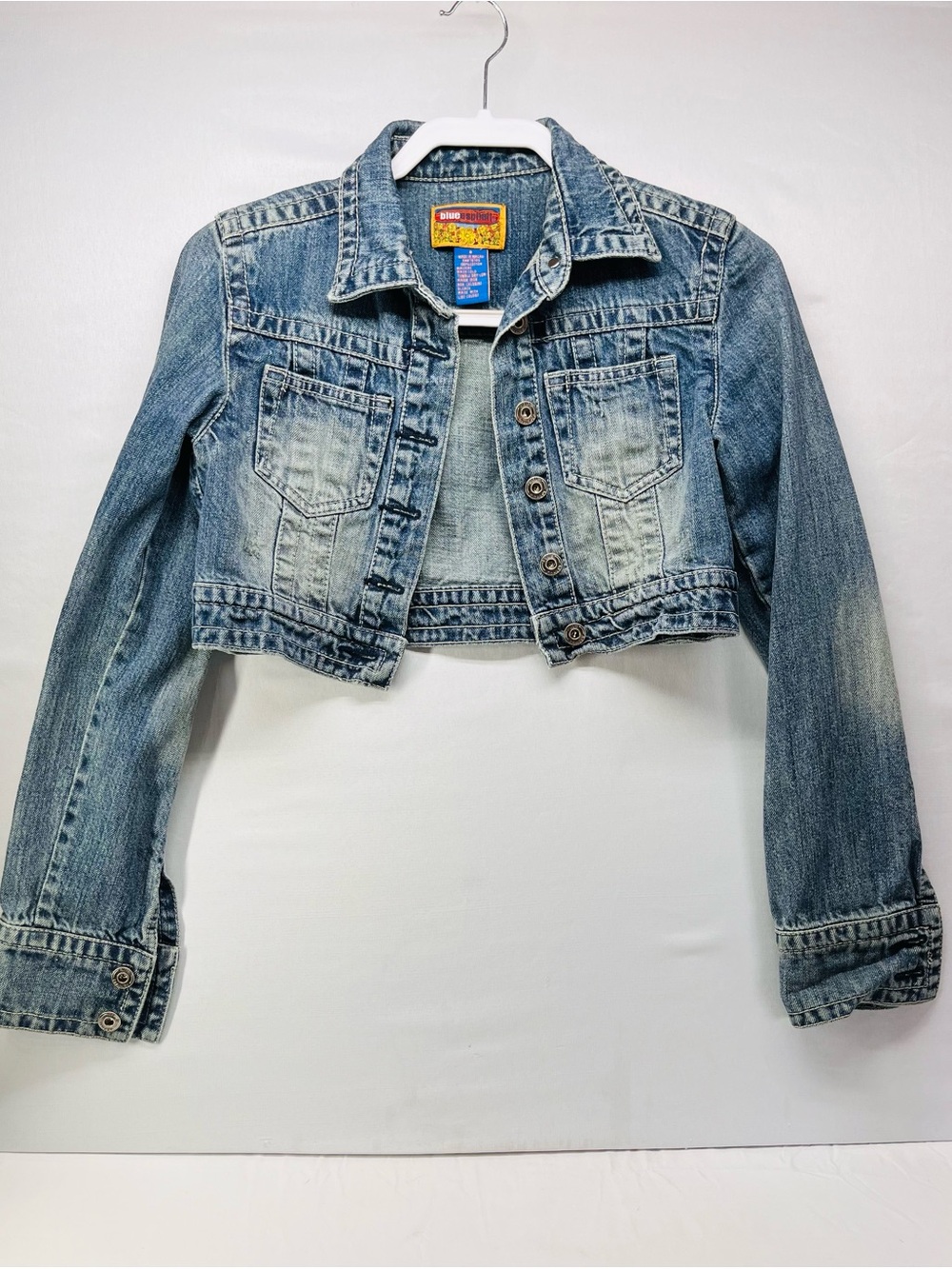 Vintage Wet Seal Blue Y2K Washed Blue Cropped Denim Jacket